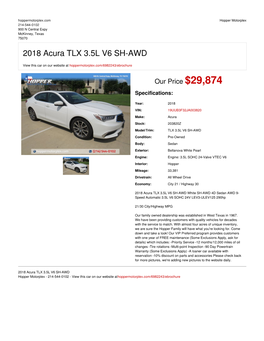 2018 Acura TLX 3.5L V6 SH-AWD | Mckinney, Texas | Hopper Motorplex