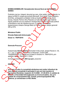 Senzaționalul Denunț Făcut Azi De GABRIEL SANDU Publicăm Mai Jos, Integral, Denunțul Pe Care, Chiar Astăzi