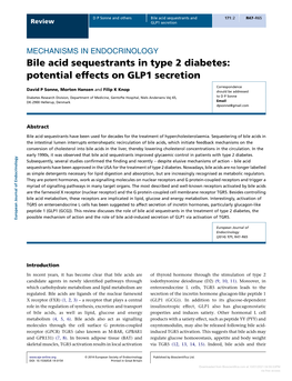 Bile Acid Sequestrants in Type 2 Diabetes: Potential Effects on GLP1 Secretion