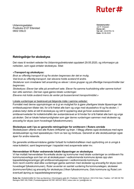 Ruter Retningslinjer for Skoleskyss 5. Juni 2020.Pdf