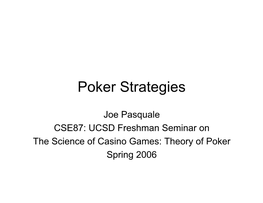 Poker Strategies