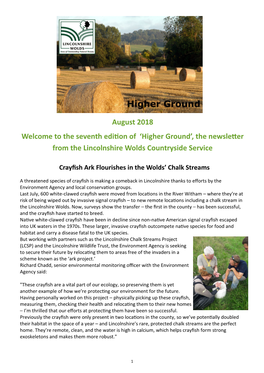 Higher Ground’, the Newsletter from the Lincolnshire Wolds Countryside Service