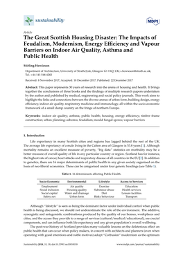 The Great Scottish Housing Disaster: the Impacts of Feudalism, Modernism, Energy Efﬁciency and Vapour Barriers on Indoor Air Quality, Asthma and Public Health