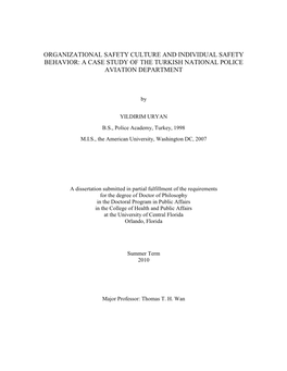 Organizational Safety Culture and Individual Safety Behavior: a Case Study of the Turkish National Police Aviation Department