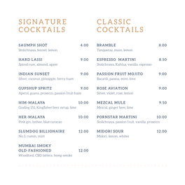 Signature Cocktails Classic Cocktails