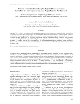 Biomasa, Producción De Semillas Y Fenología De Chusquea Montana Tras Su Floración Masiva Y Sincrónica En El Parque Nacional Puyehue, Chile