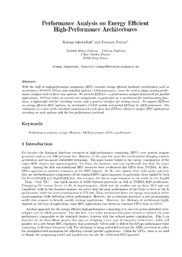 Performance Analysis on Energy Efficient High-Performance