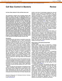 Cell Size Control in Bacteria Review