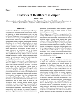 Histories of Healthcare in Jaipur