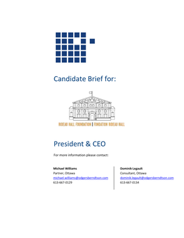 Candidate Brief For: President &