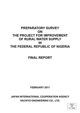 Preparatory Survey on the Project for Improvement Of