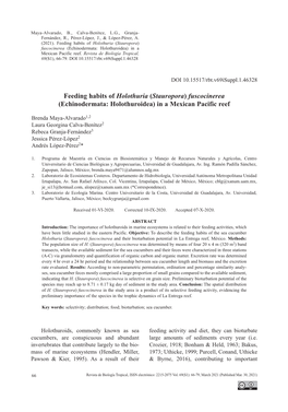 Feeding Habits of Holothuria (Stauropora) Fuscocinerea (Echinodermata: Holothuroidea) in a Mexican Pacific Reef