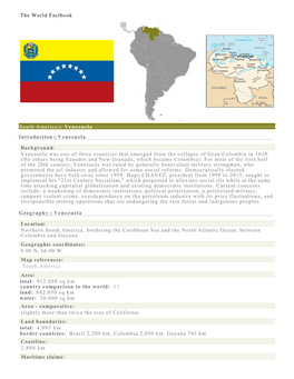 The World Factbook South America :: Venezuela Introduction