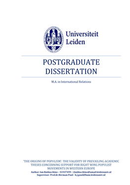 Postgraduate Dissertation