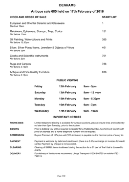 DENHAMS Antique Sale 685 Held on 17Th February of 2016