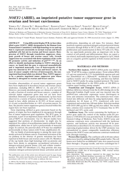 An Imprinted Putative Tumor Suppressor Gene in Ovarian and Breast Carcinomas