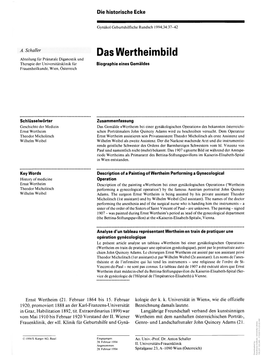 Das Wertheimbild Abteilung Für Pränatale Diganostik Und Therapie Der Universitätsklinik Für Biographie Eines Gemäldes Frauenheilkunde, Wien, Österreich