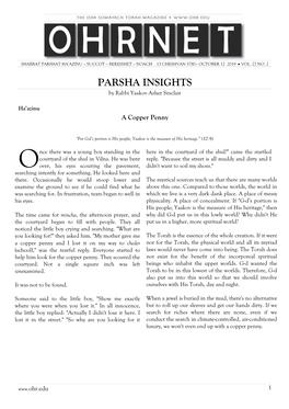 PARSHA INSIGHTS by Rabbi Yaakov Asher Sinclair