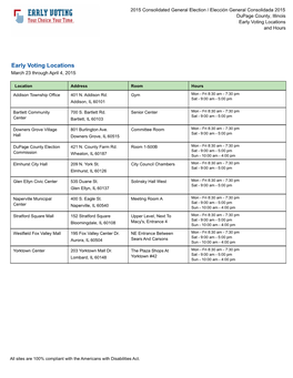 Early Voting Locations and Hours