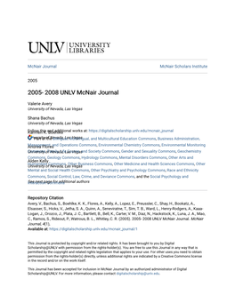 2005- 2008 UNLV Mcnair Journal