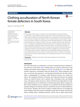 Clothing Acculturation of North Korean Female Defectors in South Korea