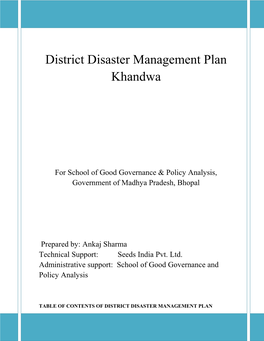 District Disaster Management Plan Khandwa