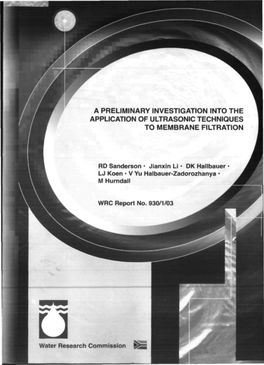 A Preliminary Investigation Into the Application of Ultrasonic Techniques to Membrane Filtration