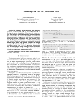 Generating Unit Tests for Concurrent Classes