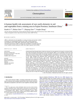 A Human Health Risk Assessment of Rare Earth Elements in Soil And