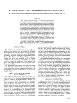 42. South Tasman Basin and Borderlands: a Geophysical Summary R