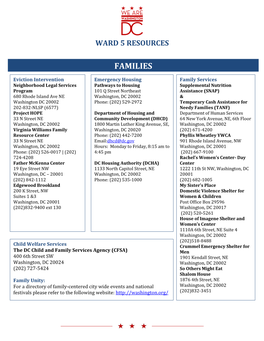Ward 5 Resources Families
