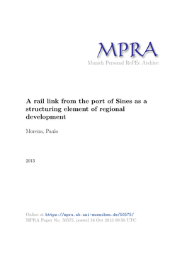 A Rail Link from the Port of Sines As a Structuring Element of Regional Development