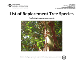 List of Replacement Tree Species for Planting Trees on Private Property