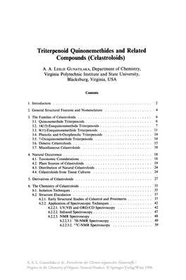 Triterpenoid Quinonemethides and Related Compounds (Celastroloids)