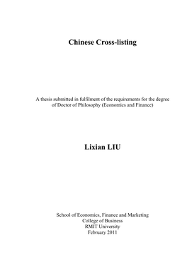 Chinese Cross-Listing Lixian