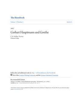 Gerhart Hauptmann and Goethe C