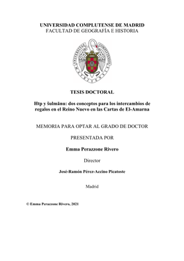 Htp Y Šulmānu: Dos Conceptos Para Los Intercambios De Regalos En El Reino Nuevo En Las Cartas De El-Amarna