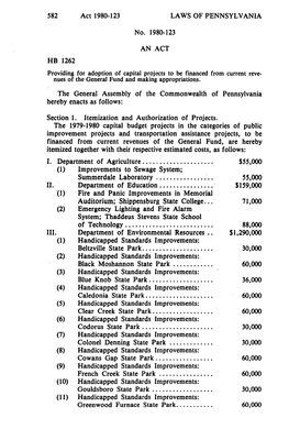 582 Act 1980-123 LAWS of PENNSYLVANIA No. 1980-123 AN