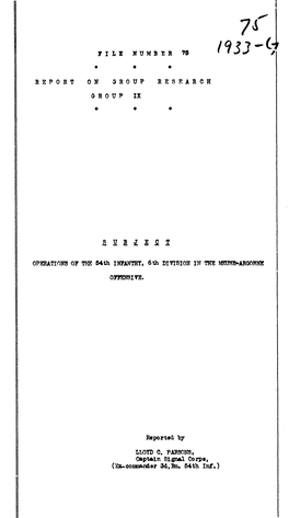 F I L E N U M B E R 76 R E P O R T O N 3 R 0 U P R E S E a R C H OPERATIONS OP the Mth INFANTRY, 6Th DIVISION in the OFIENSIV