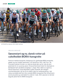 Sæsonstart Og Ny, Dansk Rytter På Cykelholdet BORA-Hansgrohe