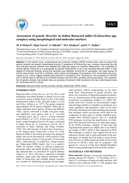 Echinochloa Spp. Complex) Using Morphological and Molecular Markers