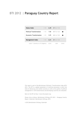 Paraguay Country Report BTI 2012