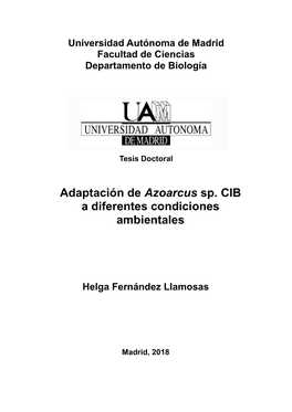 Adaptación De Azoarcus Sp. CIB a Diferentes Condiciones Ambientales