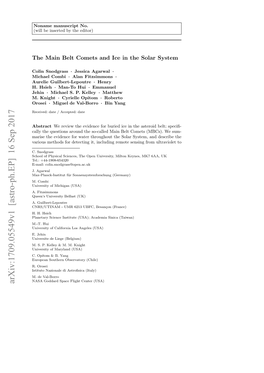 The Main Belt Comets and Ice in the Solar System