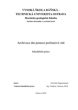 Archivace Dat Pomocí Počítačové Sítě