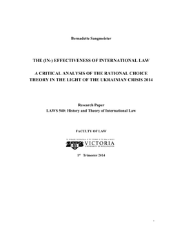 (In-) Effectiveness of International Law a Critical Analysis of the Rational