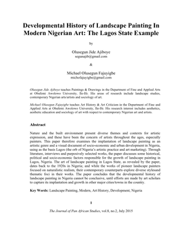 Developmental History of Landscape Painting in Modern Nigerian Art: the Lagos State Example