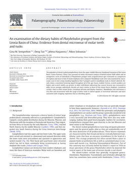 An Examination of the Dietary Habits of Platybelodon Grangeri from the Linxia Basin of China: Evidence from Dental Microwear of Molar Teeth and Tusks