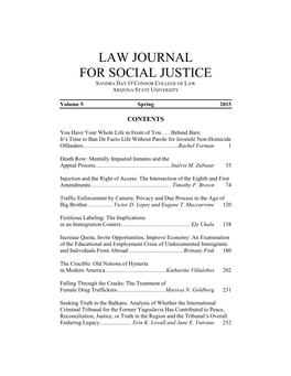 Law Journal for Social Justice Sandra Day O’Connor College of Law Arizona State University