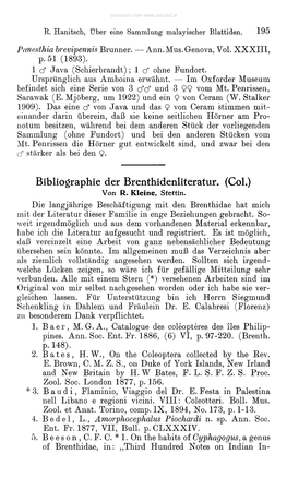 Bibliographie Der Brenthidenliteratur. (Col.) Von R